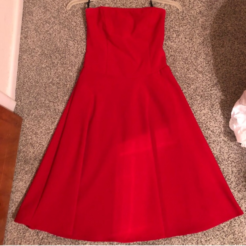 Red tea length dress